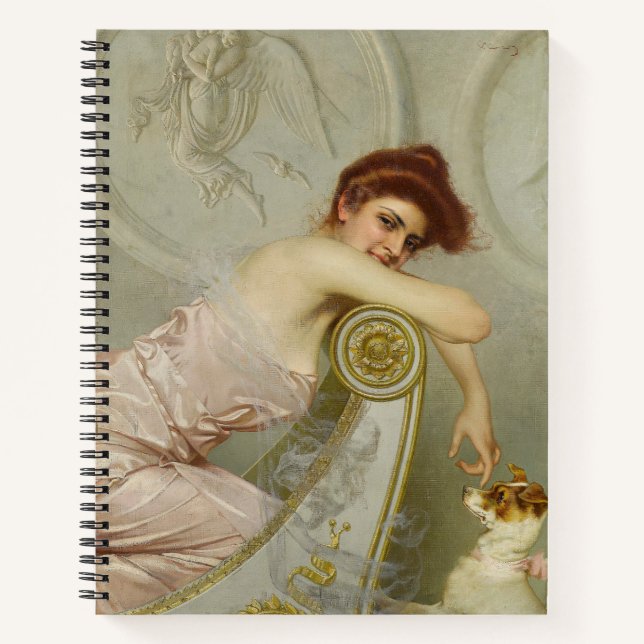 Fashionable Young Female Beauty With Her Puppy Dog Notebook (Front)