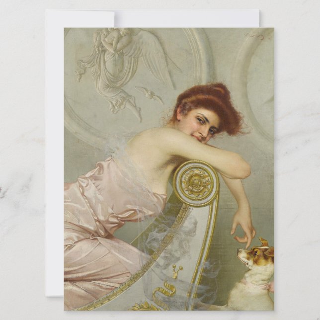 Fashionable Young Lady Stroking Her Puppy Dog Card (Front)