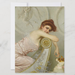 Fashionable Young Lady Stroking Her Puppy Dog Card