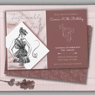 Fashionably Forty Chic Couture 40th Birthday Invitation