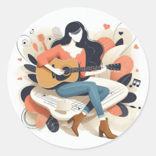 Fashionably Musical Classic Round Sticker