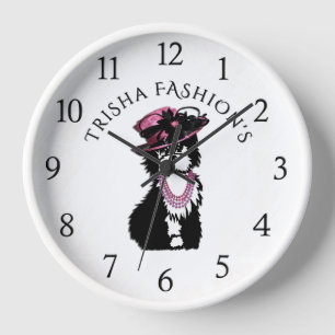 Fashionista Doggie / Cute Puppy Dog all Dressed Up Clock
