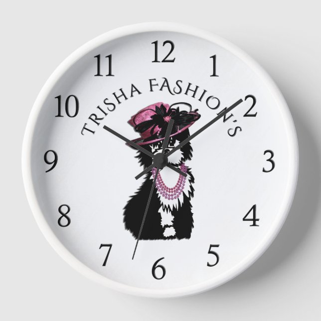 Fashionista Doggie / Cute Puppy Dog all Dressed Up Clock (Front)