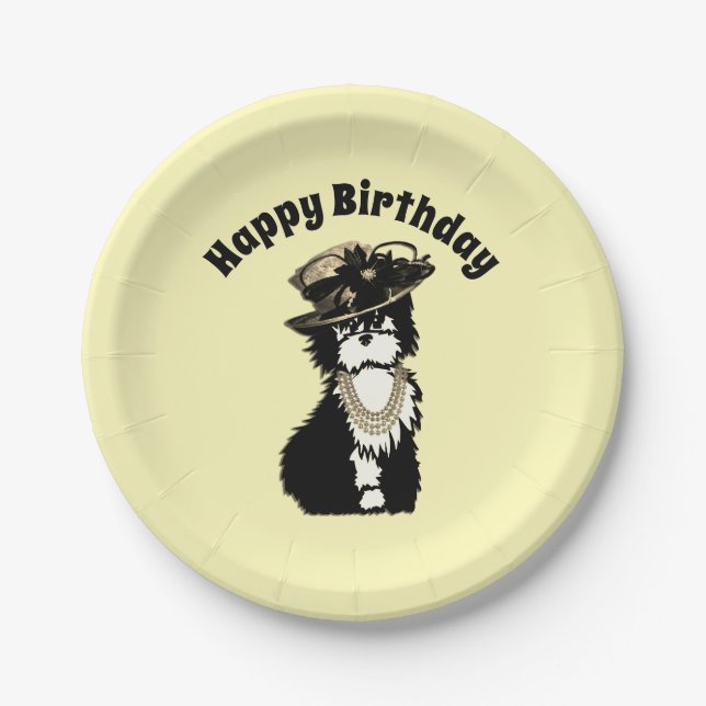 Fashionista Doggie / Fashion Designer Yellow Paper Plate (Front)