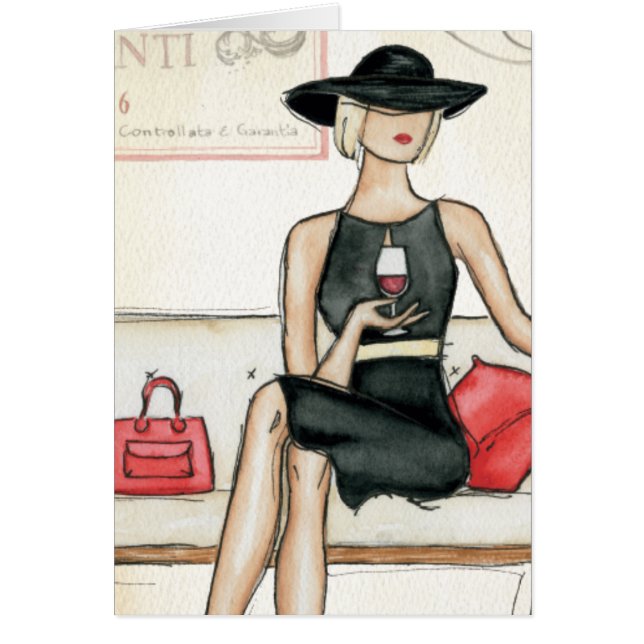 Fashionista Drinking Wine (Front)