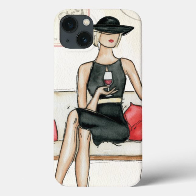 Fashionista Drinking Wine Case-Mate iPhone Case (Back)