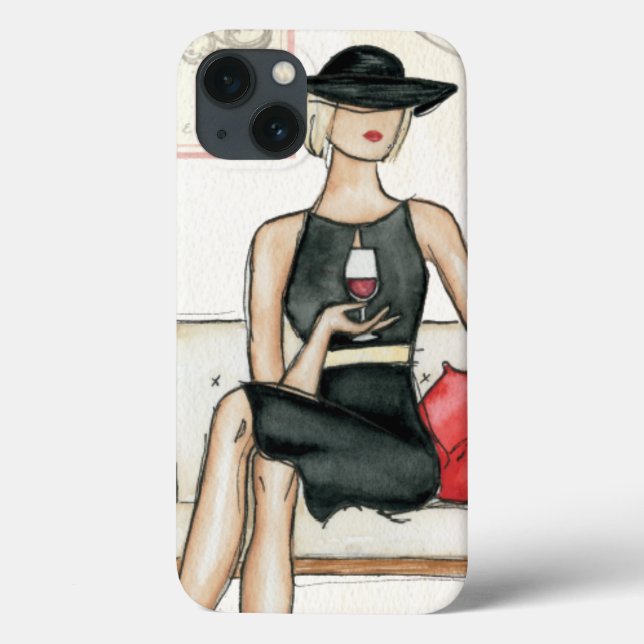Fashionista Drinking Wine Case-Mate iPhone Case (Back)