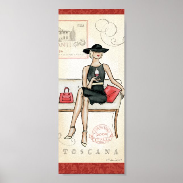 Fashionista Drinking Wine Poster (Front)