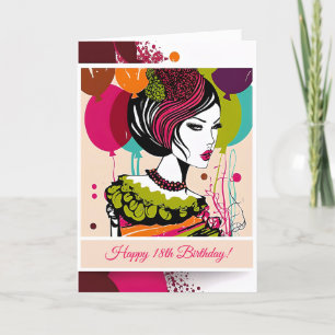 Fashionista Happy Birthday Colourful Balloons Card