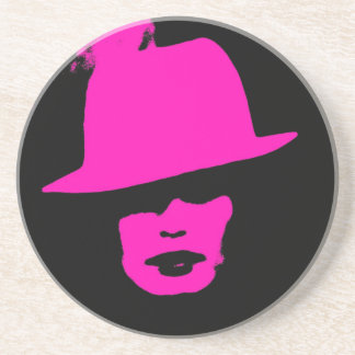 Fashionista pink black woman drink coasters