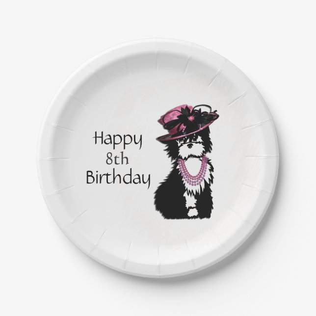 Fashionista Puppy Dog Birthday Paper Plate (Front)