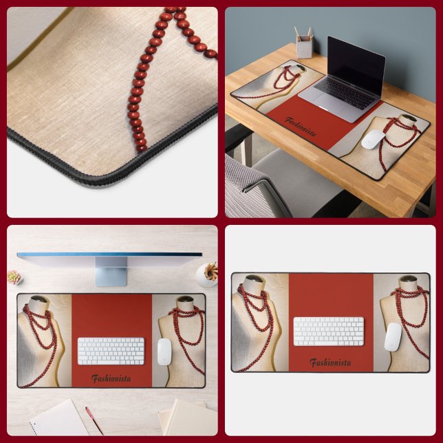 Fashionista Red Beads on Fashion Mannequin Fashion Desk Mat (Creator Uploaded)
