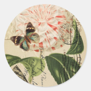 fashionista stiletto floral french botanical classic round sticker