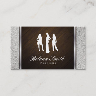 Fashions / White Leather & Wood / Silver Trim Business Card