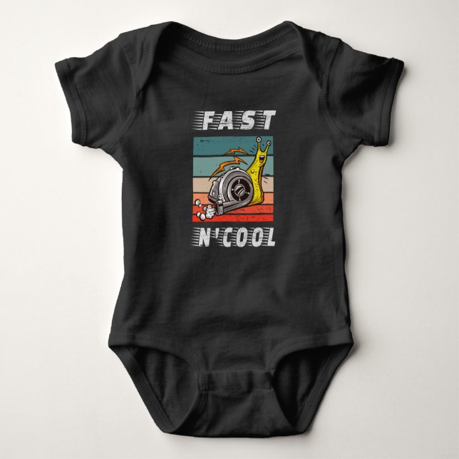 Fast and cool turbo snail fast n cool baby bodysuit (Front)