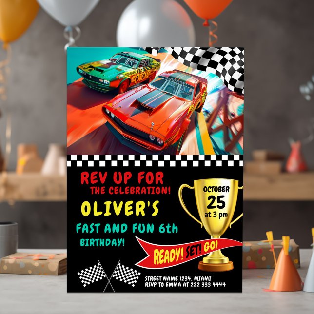 Fast and Fun Race Car Birthday Card for Kids (Creator Uploaded)