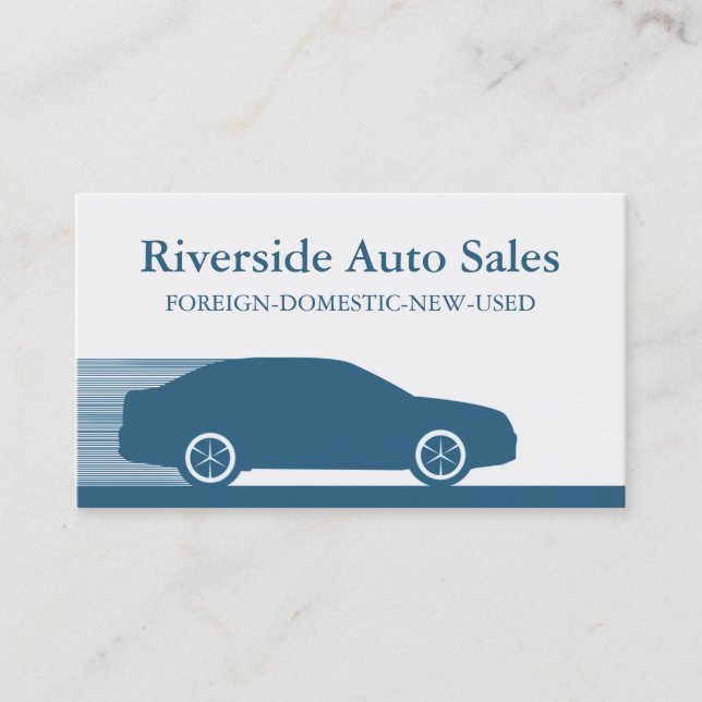Fast Automobile Business Card, Royal Blue Business Card (Front)