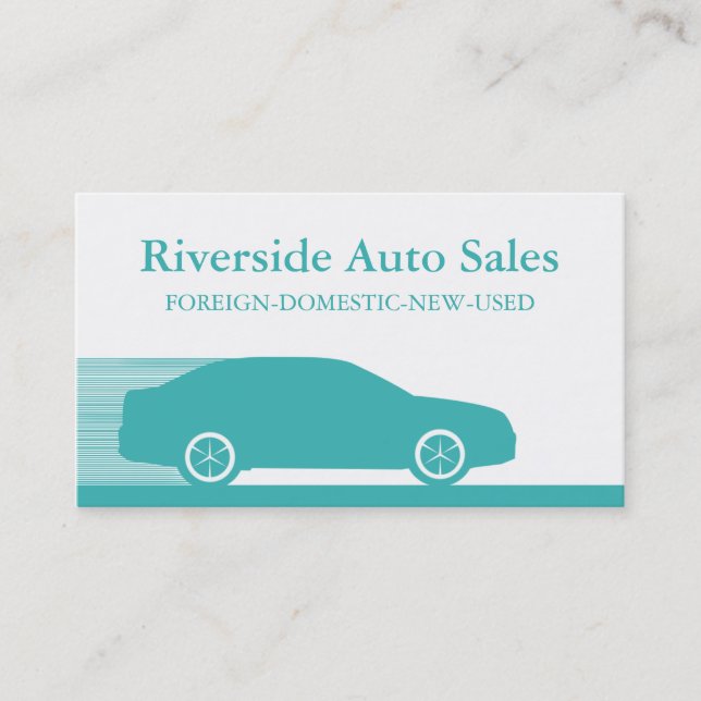 Fast Automobile Business Card, Teal Card (Front)