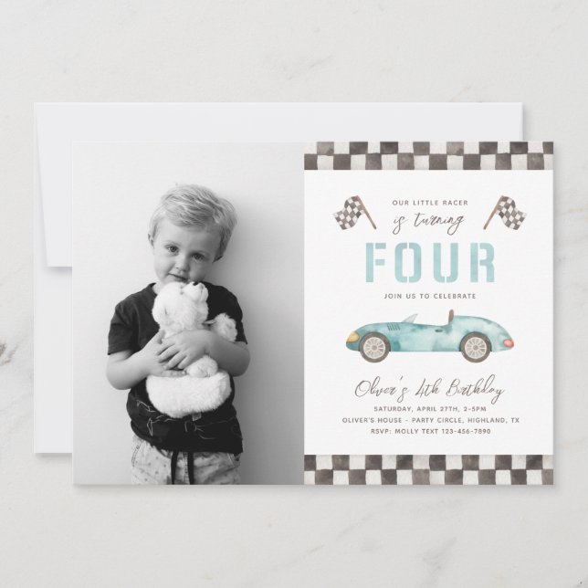 Fast Birthday Invitation | 4th Racing Invitation (Front)