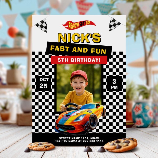 Fast Car Birthday Party Fun Invitation (Creator Uploaded)