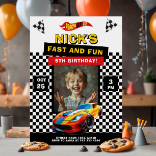 Fast Car Birthday Party Photo Invitation