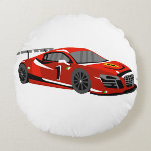 Fast car cartoon Extreme race Choose back color Round Cushion