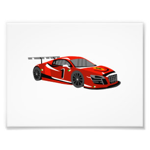 Fast car cartoon   Extreme race  Choose back colou Photo Print