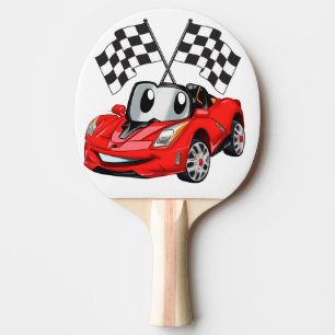 Fast car cartoon flag race - Choose back color Ping Pong Paddle