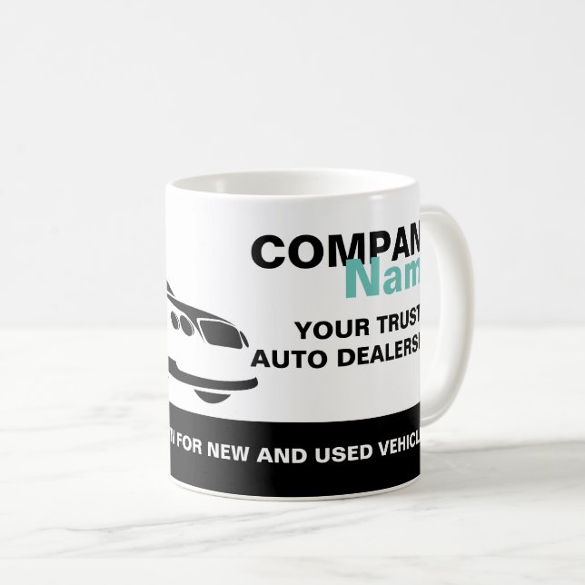 Fast Car Logo, Auto Dealership Advertising Coffee Mug (Front Right)