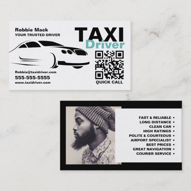 Fast Car Logo, Photograph, Taxi Driver, Price List Business Card (Front/Back)