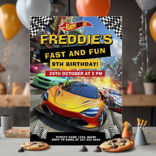 Fast Car Racing Birthday Invitation