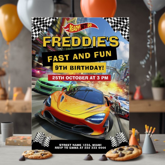 Fast Car Racing Birthday Invitation (Creator Uploaded)
