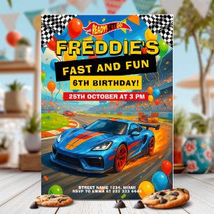 Fast Car Racing Birthday Party Invitation