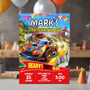 Fast Cars Racing Party for Boys Invitation