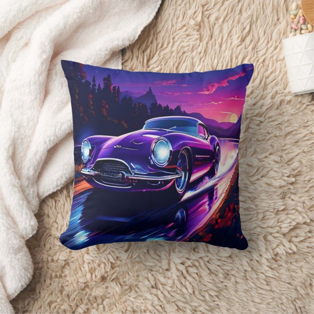 Fast cruising under a vibrant sunset sky cushion (Blanket)
