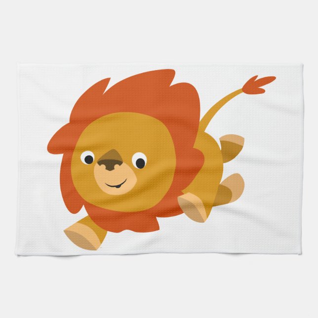 Fast Cute Cartoon Lion Kitchen Towel (Horizontal)