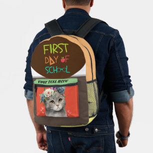 Fast day of school with love cat printed backpack