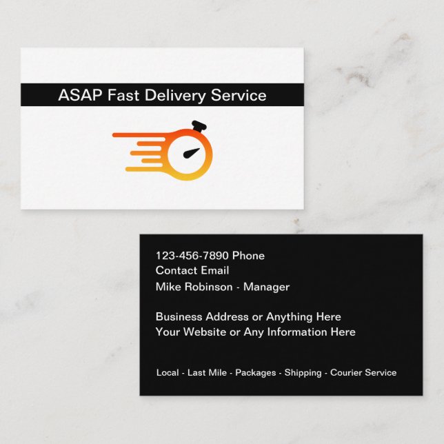 Fast Delivery Service Courier Business Cards (Front/Back)