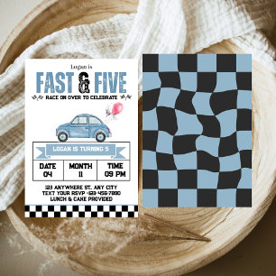 Fast & Five Race Car Boy 5th Birthday Party Invitation