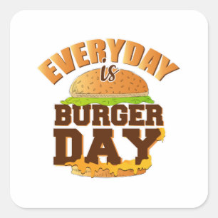 Fast Food Burger Cheese Funny Eat Foodie Gift Square Sticker