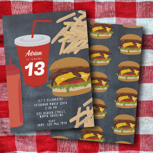 Fast Food Burger Fries Barbecue Birthday  Invitation
