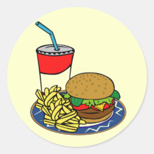 Fast Food- Burger & Fries Classic Round Sticker