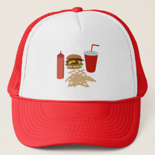 Fast Food Burger Fries Illustration Trucker Hat