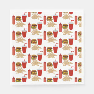 Fast Food Burger Fries Pattern BBQ Napkin