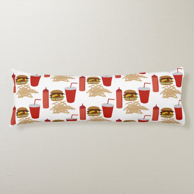 Fast Food Burger Fries Pattern Body Cushion (Front)