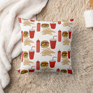 Fast Food Burger Fries Pattern Cushion