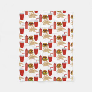 Fast Food Burger Fries Pattern Fleece Blanket
