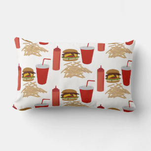 Fast Food Burger Fries Pattern Lumbar Cushion