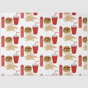 Fast Food Burger Fries Pattern Tissue Paper