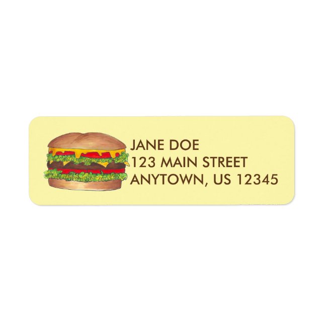 Fast Food Burger Hamburger Grilling Address Labels (Front)